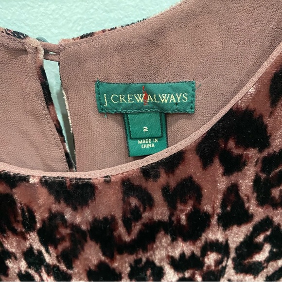 J. Crew Rose Leopard Velvet printed tank top size 2 - Picture 6 of 6